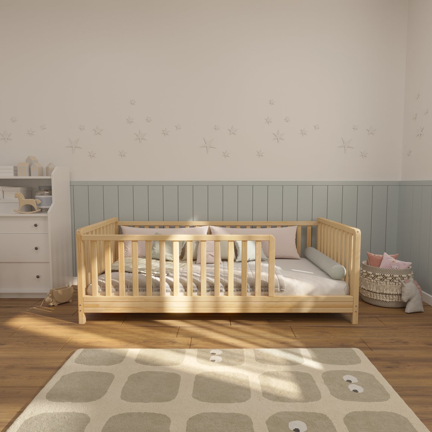 Montessori Toddler Floor Bed with Rails