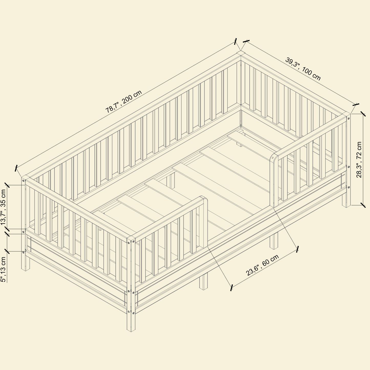 Cama de suelo Montessori con patas